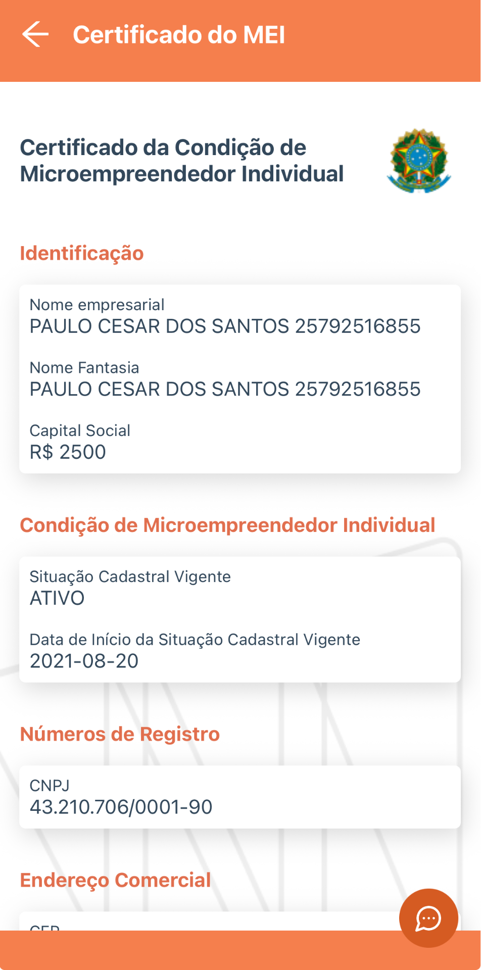 Certificado MEI